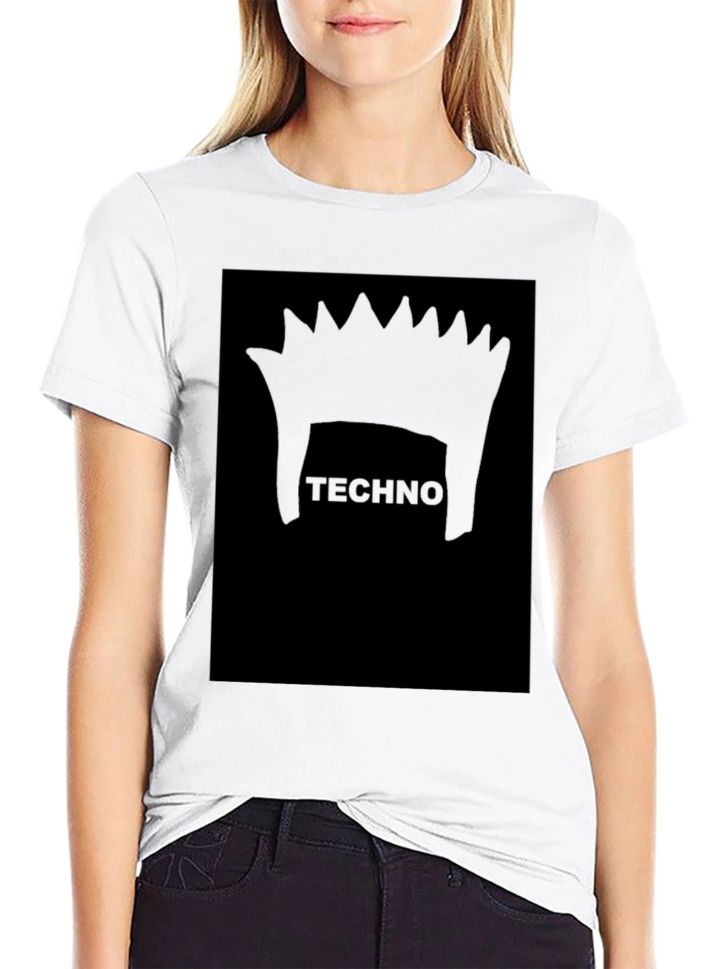 Techno Hair Black T-Shirt - Music Rave Party Tee
