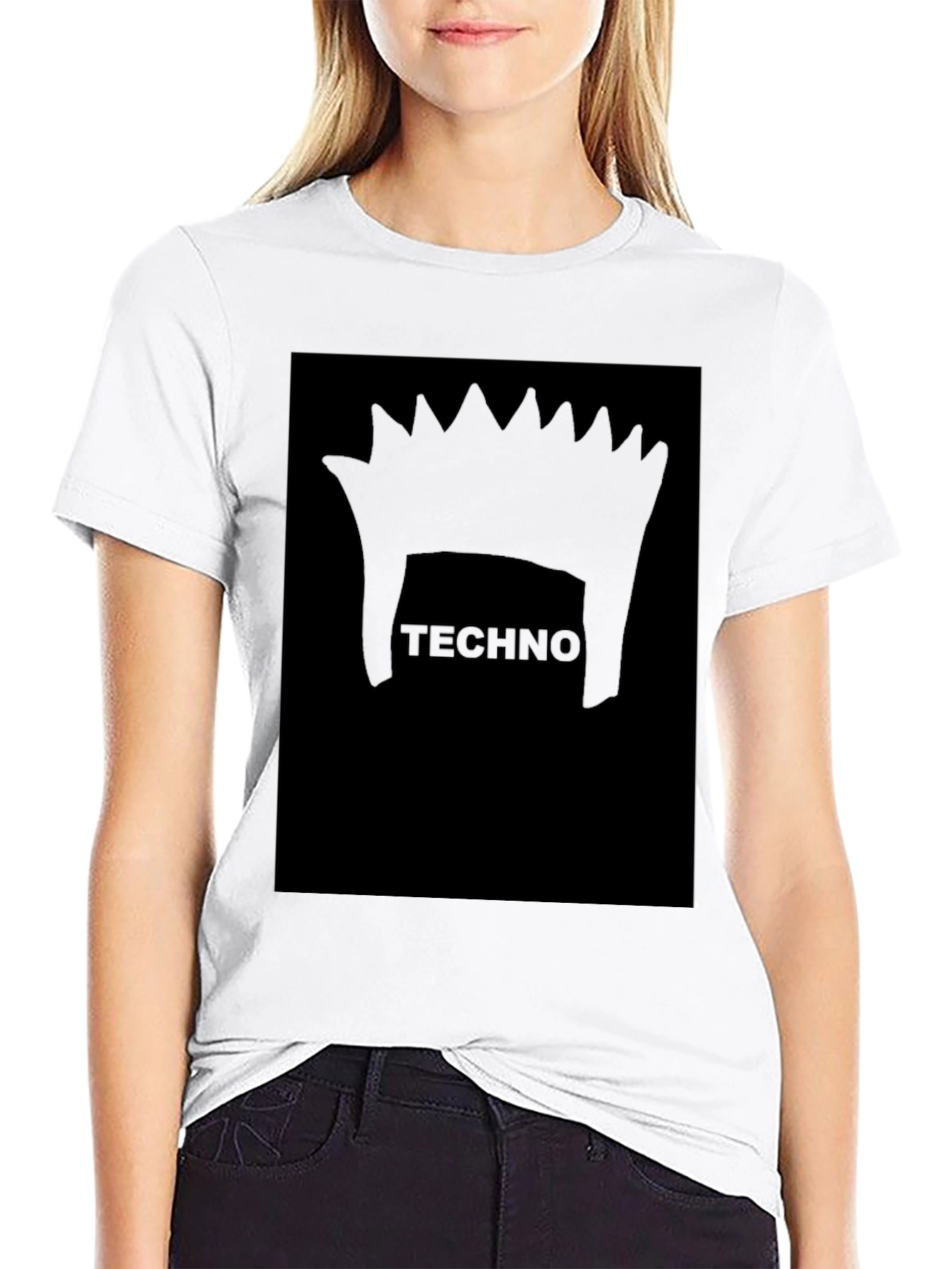 Techno Hair Black T-Shirt - Music Rave Party Tee