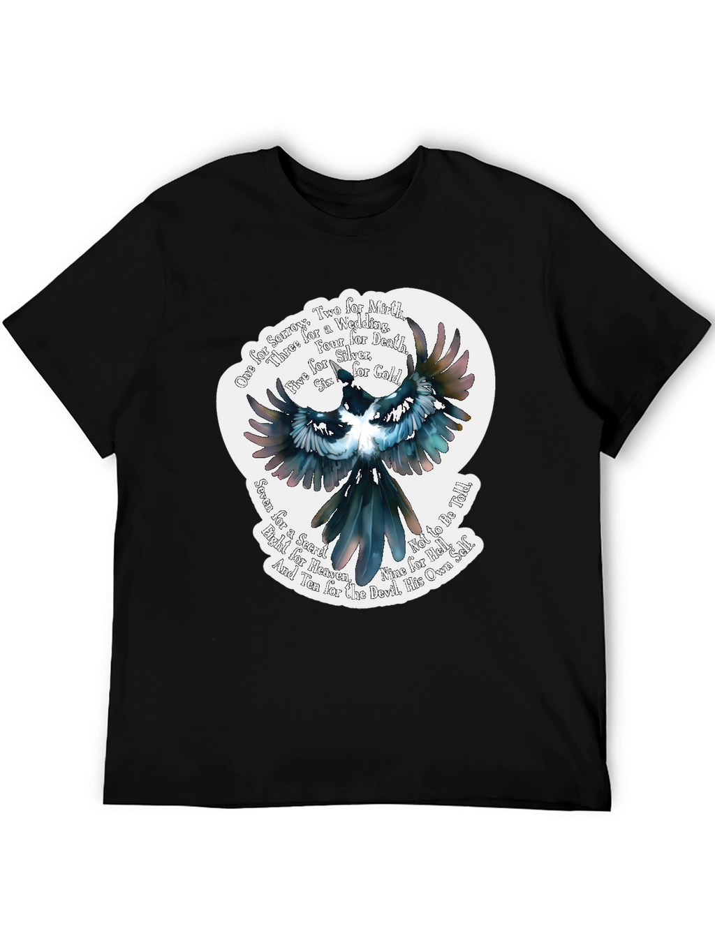 Magpie Poem Graphic Tee - Black Cotton T-Shirt
