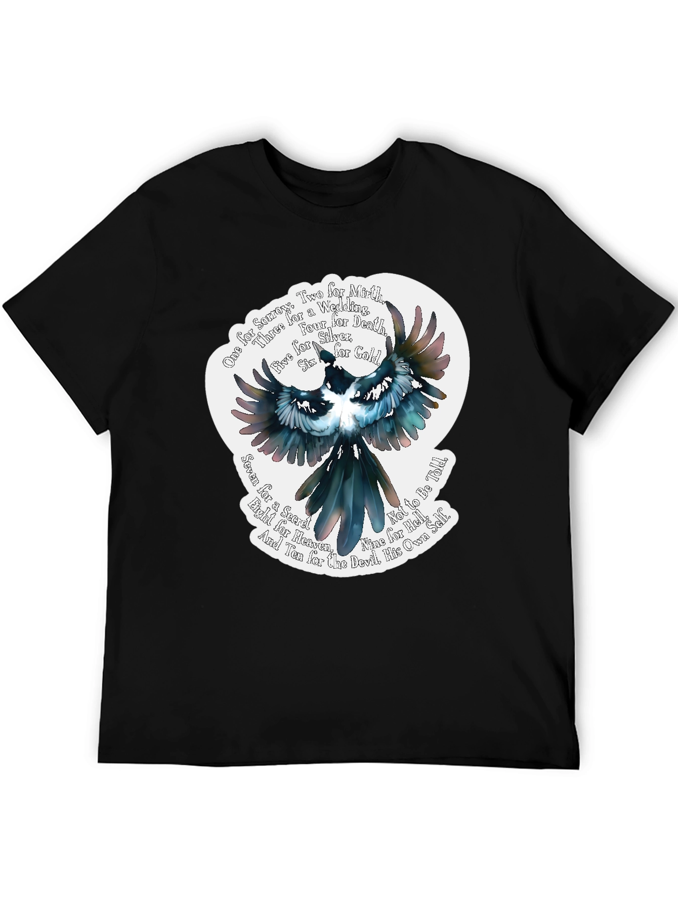 Magpie Poem Graphic Tee - Black Cotton T-Shirt