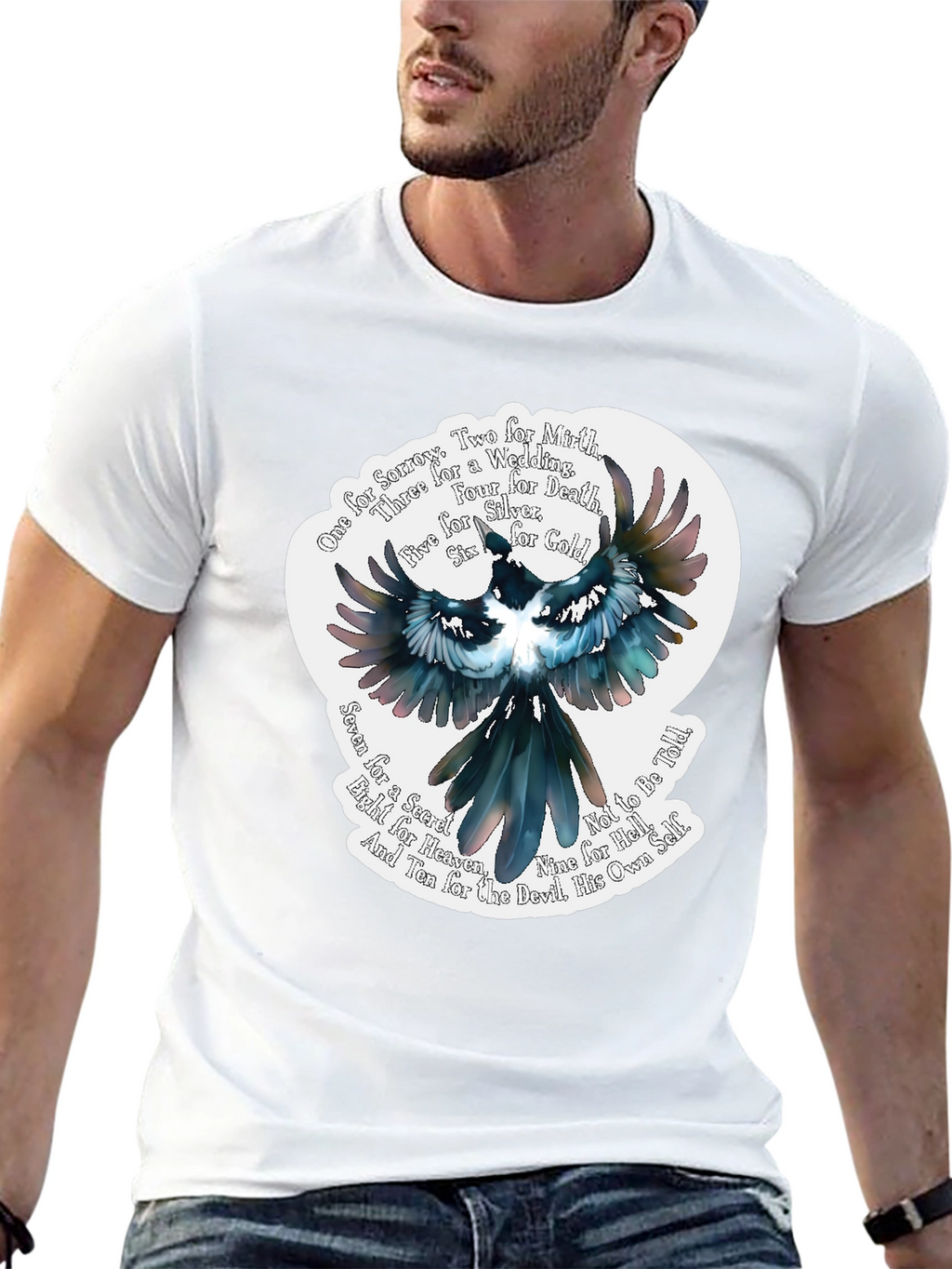 Magpie Poem Graphic Tee - Black Cotton T-Shirt