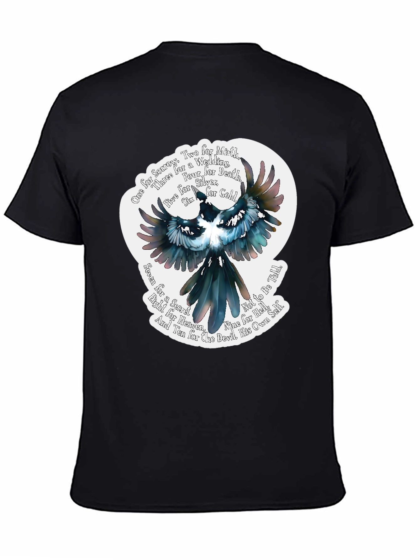 Magpie Poem Graphic Tee - Black Cotton T-Shirt