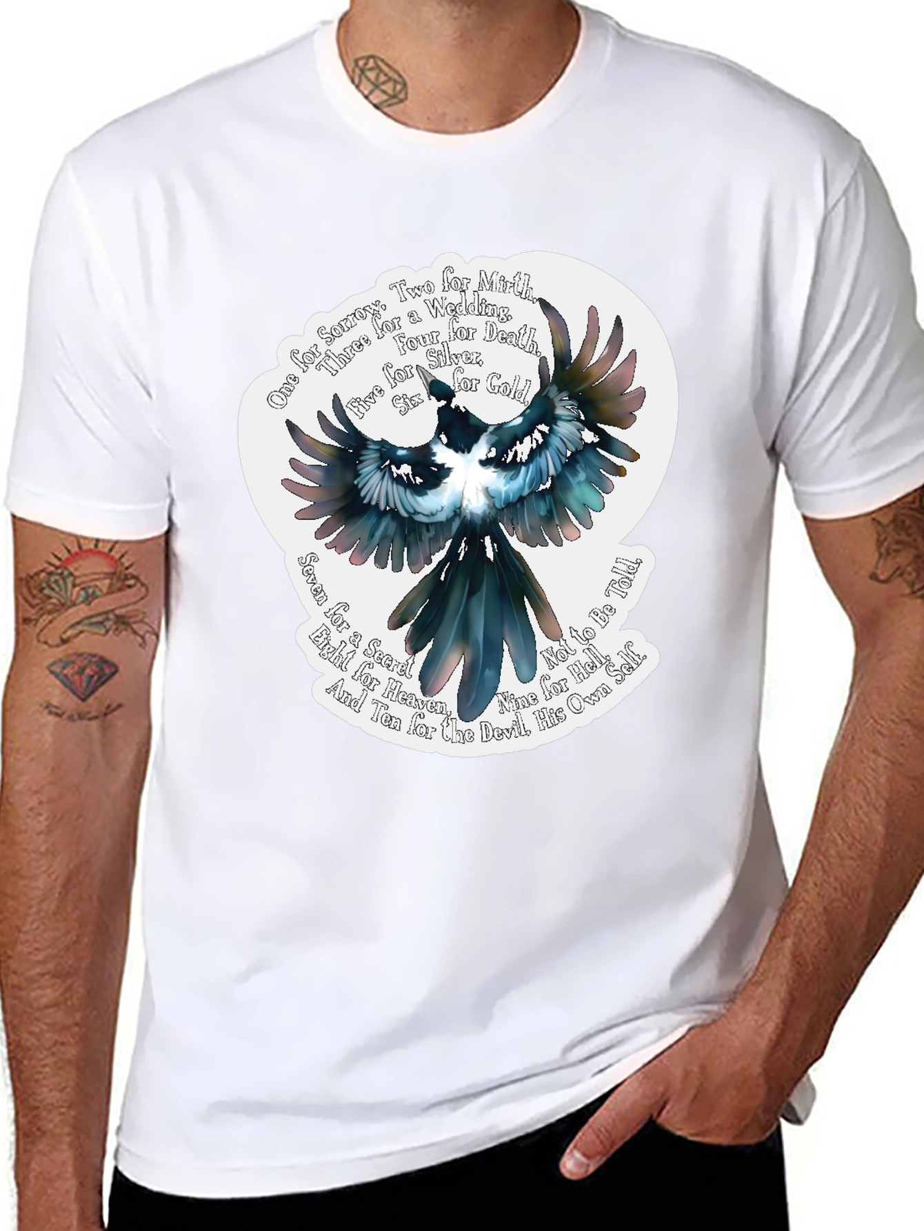 Magpie Poem Graphic Tee - Black Cotton T-Shirt