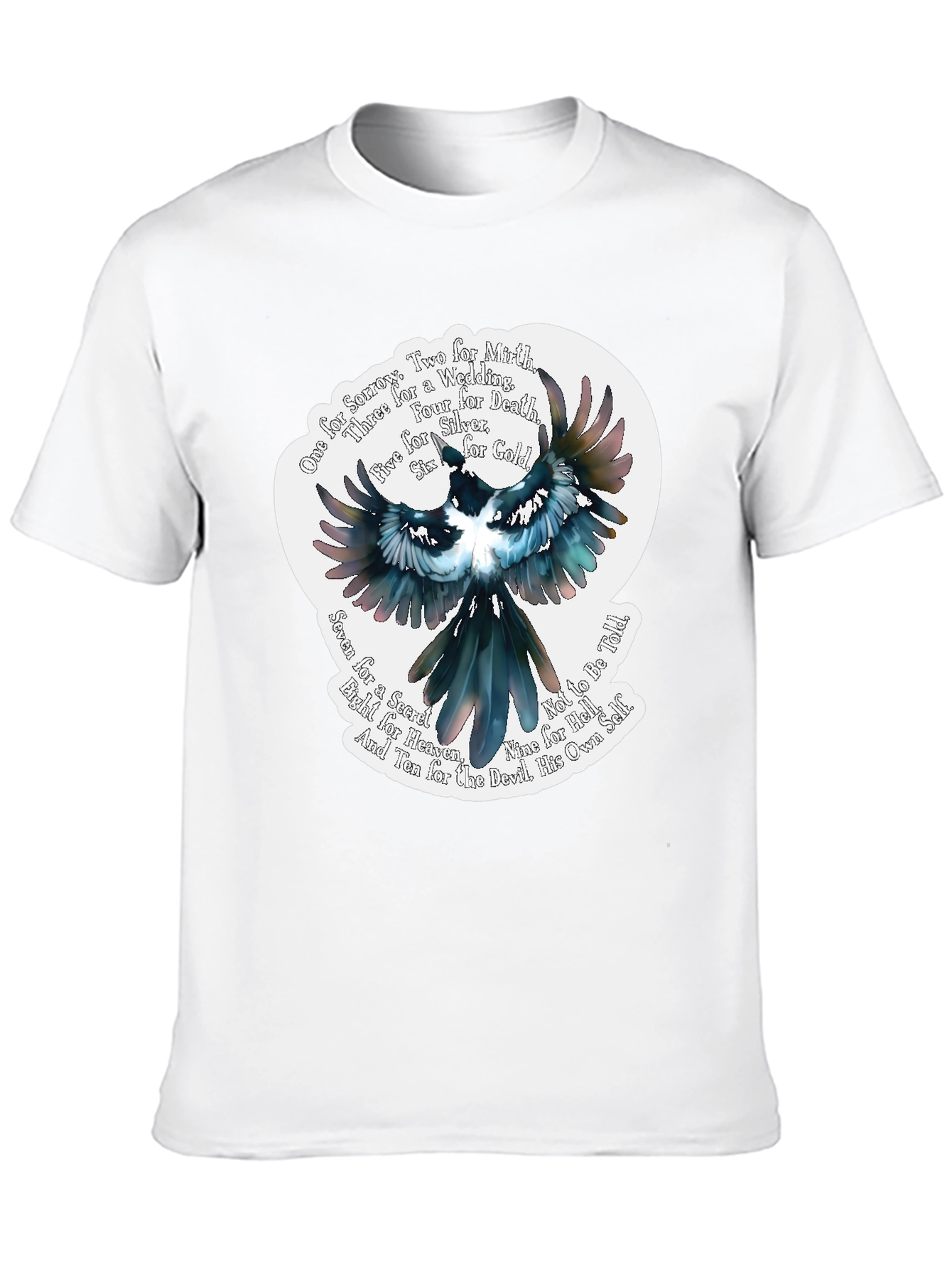 Magpie Poem Graphic Tee - Black Cotton T-Shirt