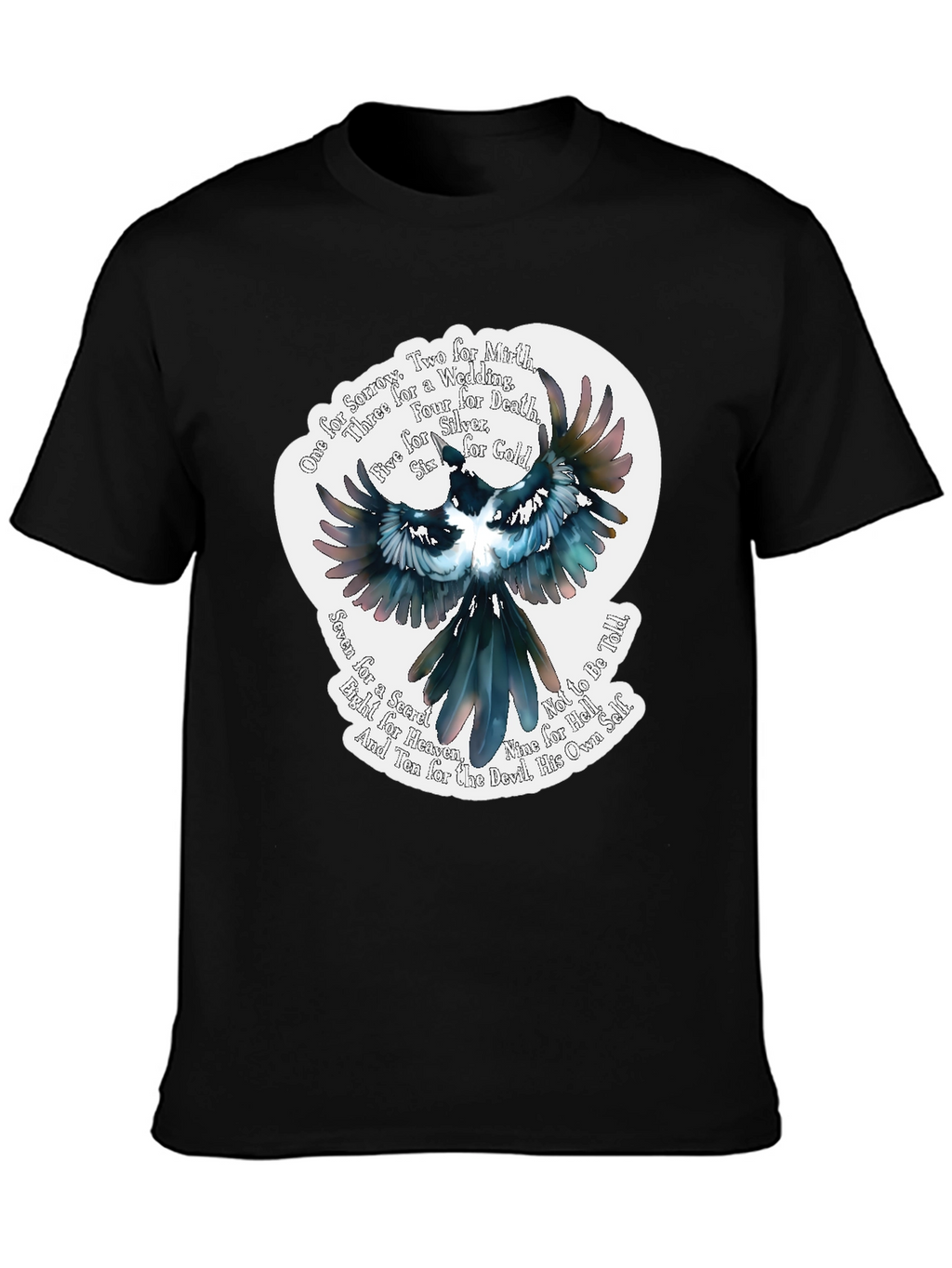 Magpie Poem Graphic Tee - Black Cotton T-Shirt