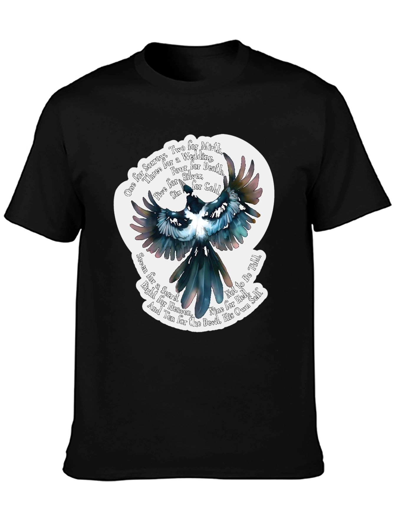 Magpie Poem Graphic Tee - Black Cotton T-Shirt