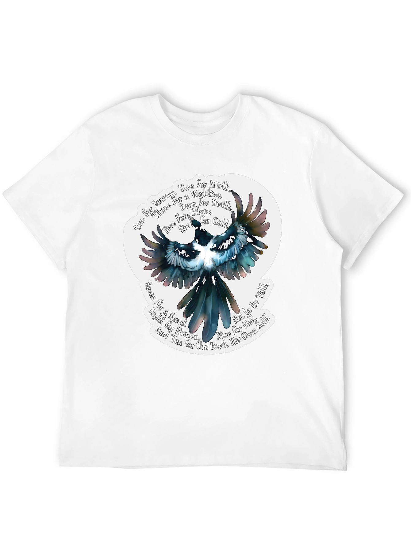 Magpie Poem Graphic Tee - Black Cotton T-Shirt