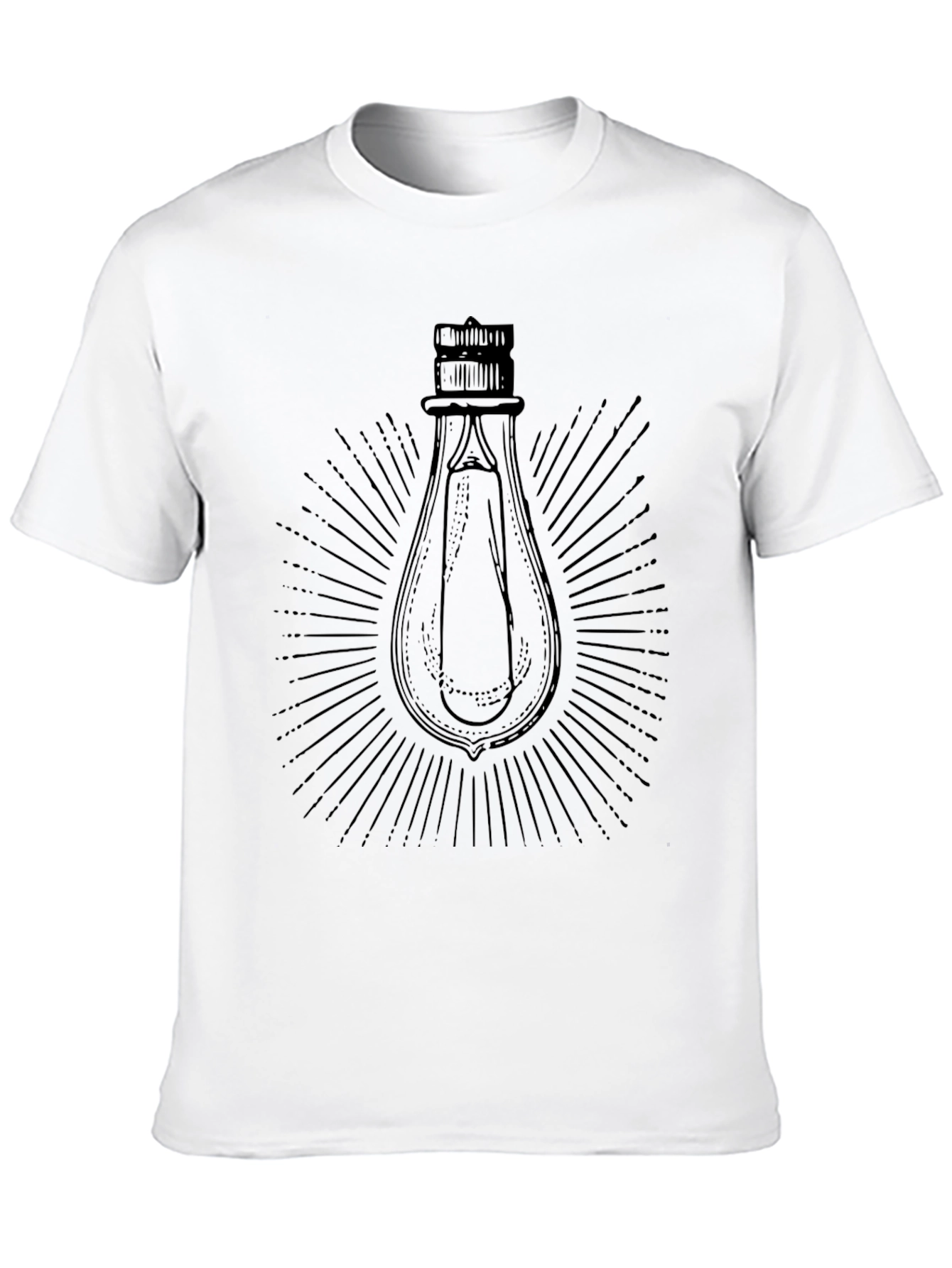 Mens Black Graphic T-Shirt - Light Bulb Design