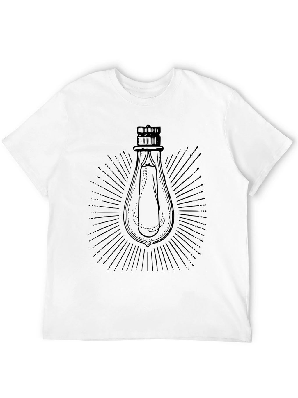 Mens Black Graphic T-Shirt - Light Bulb Design