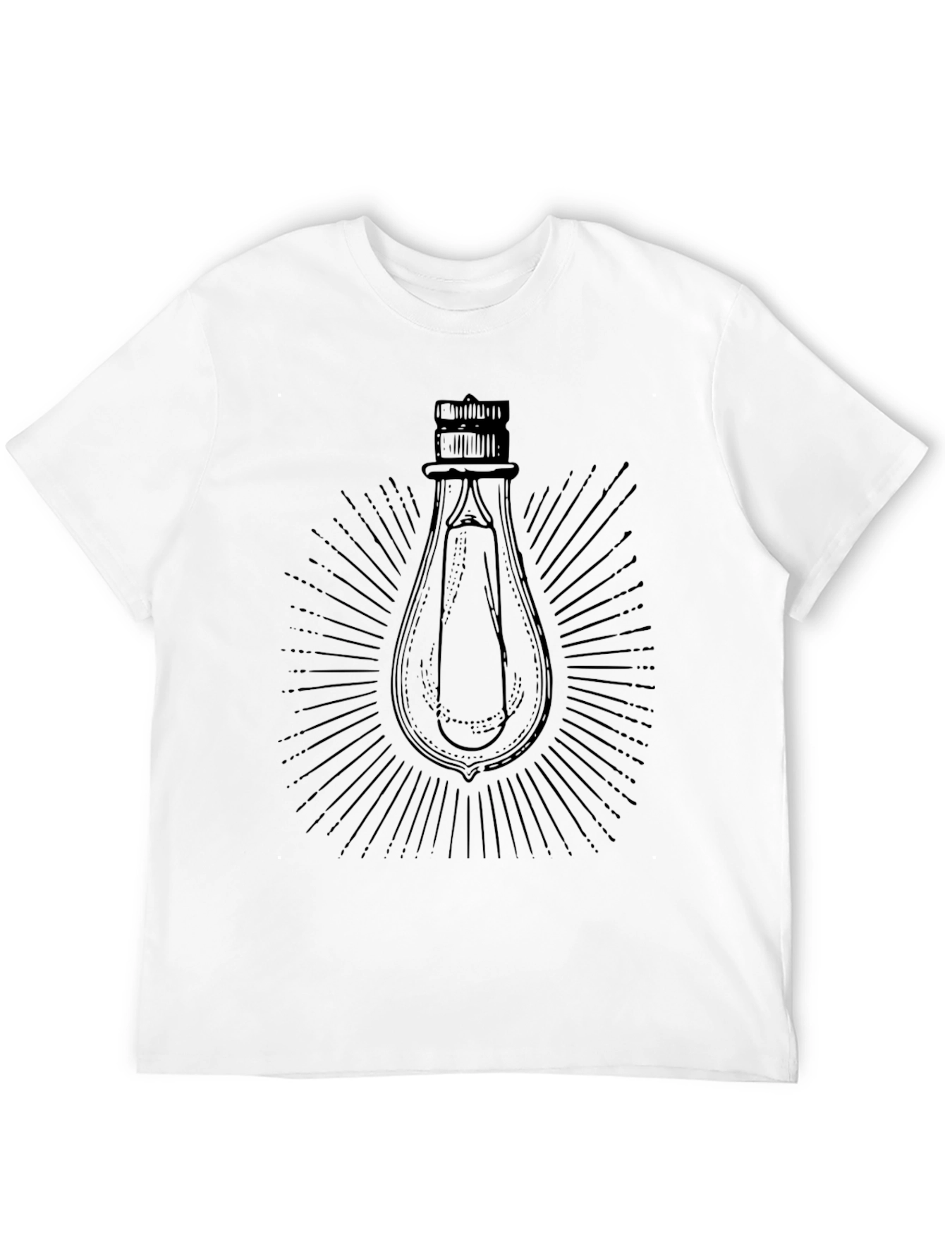 Mens Black Graphic T-Shirt - Light Bulb Design