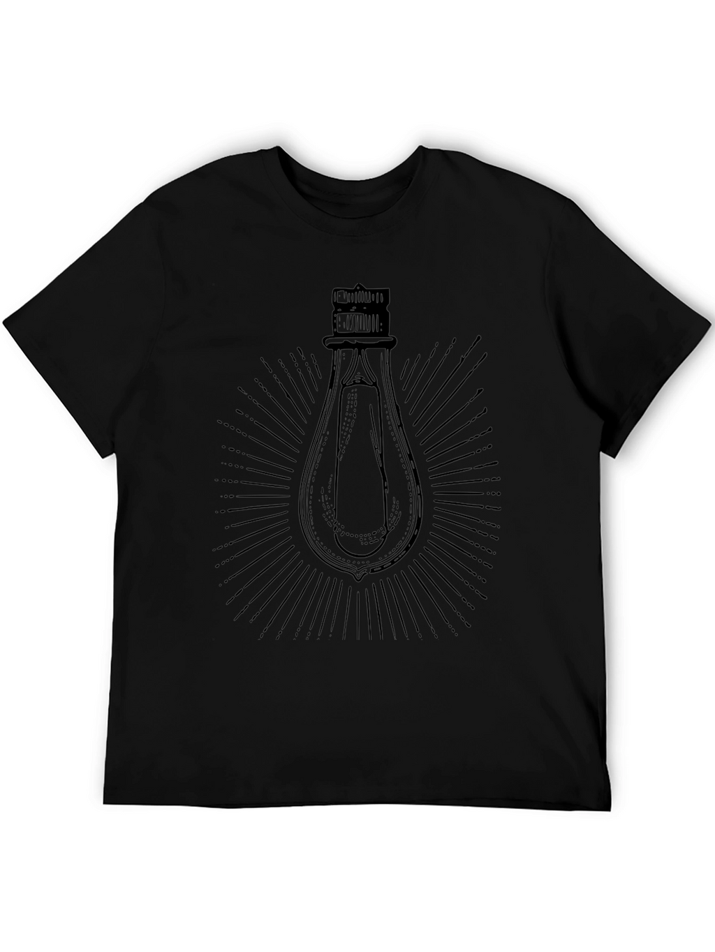 Mens Black Graphic T-Shirt - Light Bulb Design