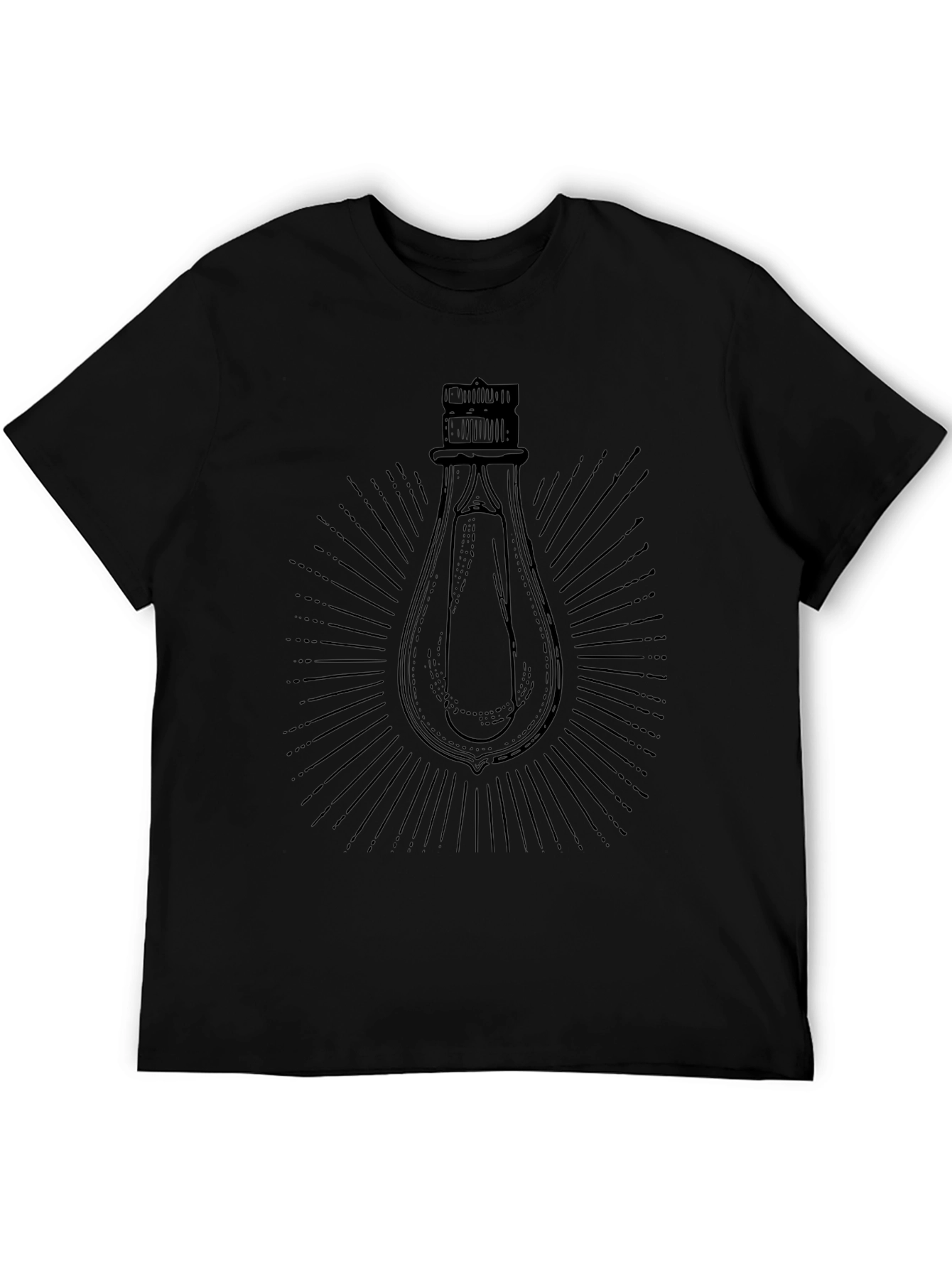 Mens Black Graphic T-Shirt - Light Bulb Design