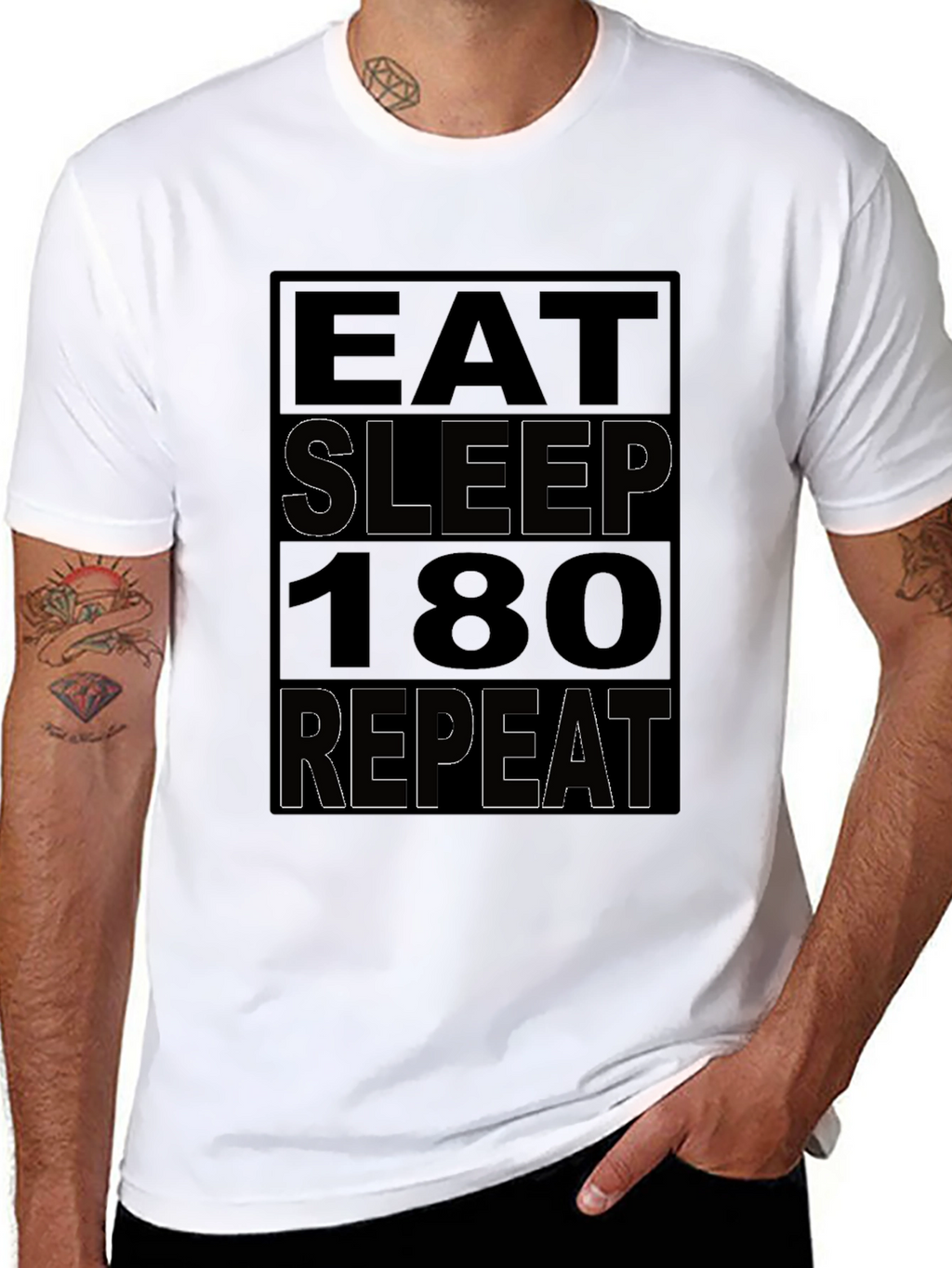 Eat Sleep 180 Repeat Black T-Shirt