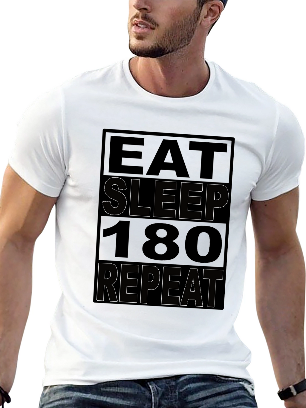 Eat Sleep 180 Repeat Black T-Shirt