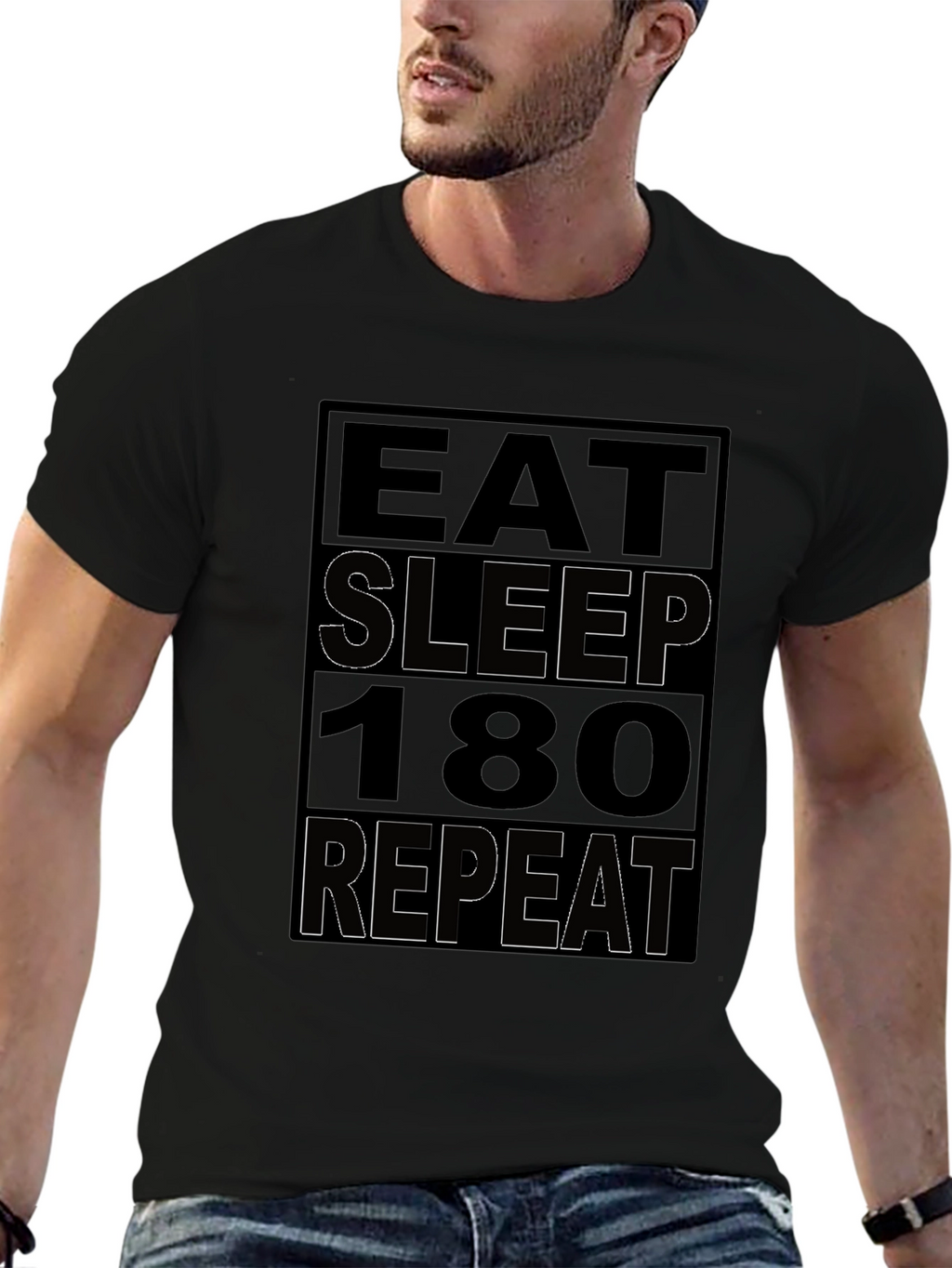 Eat Sleep 180 Repeat Black T-Shirt
