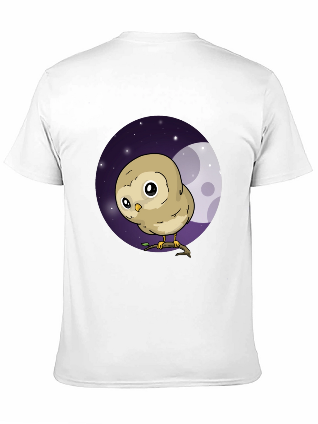 Cute Owl Moon Graphic Black T-Shirt