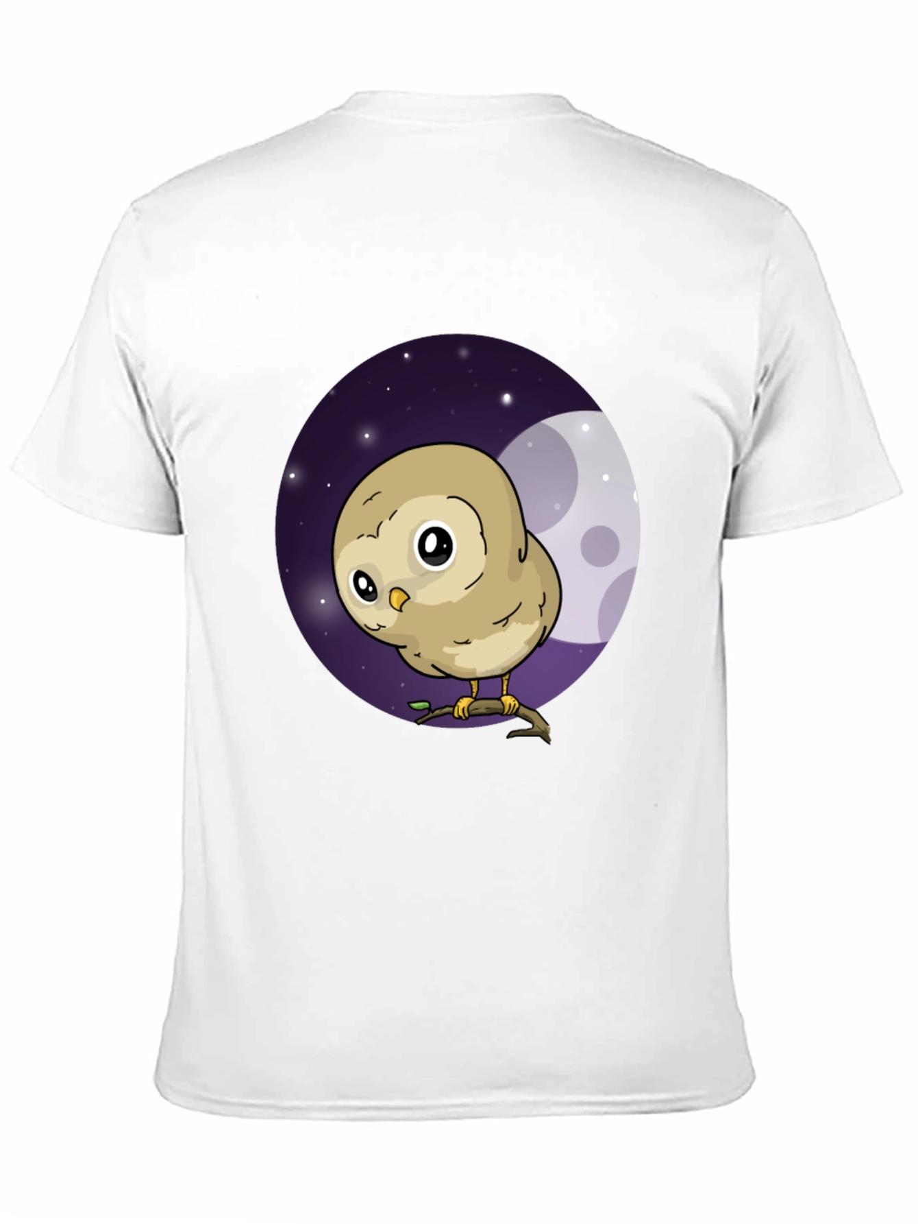 Cute Owl Moon Graphic Black T-Shirt