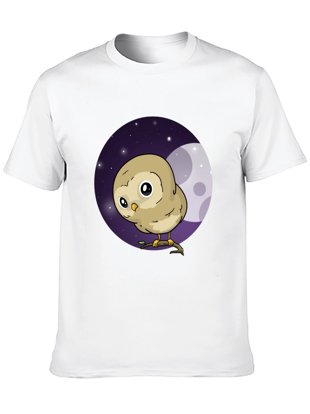 Cute Owl Moon Graphic Black T-Shirt