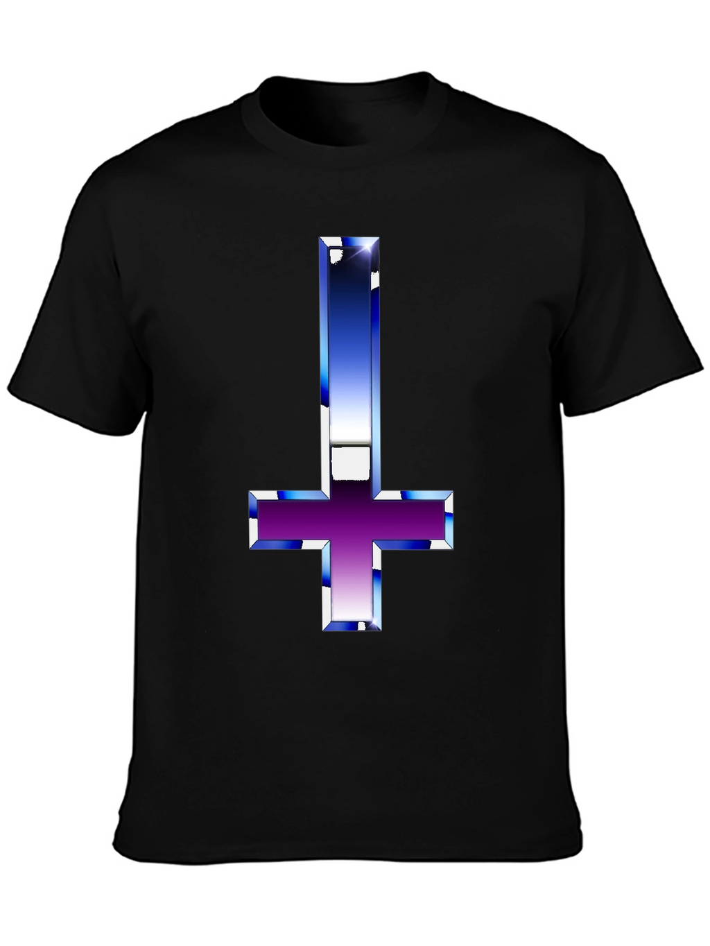 Inverted Cross Graphic Black T-Shirt