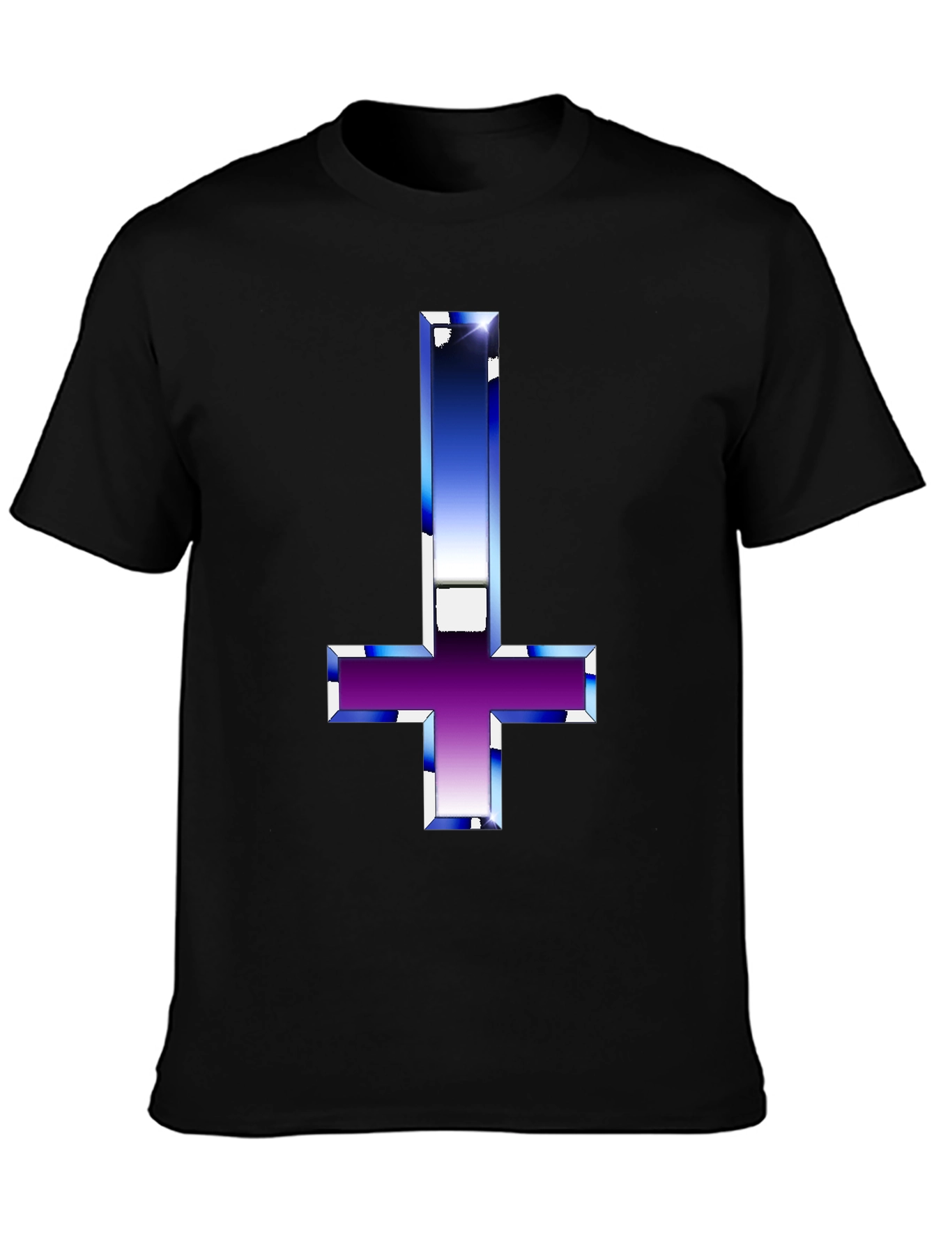 Inverted Cross Graphic Black T-Shirt