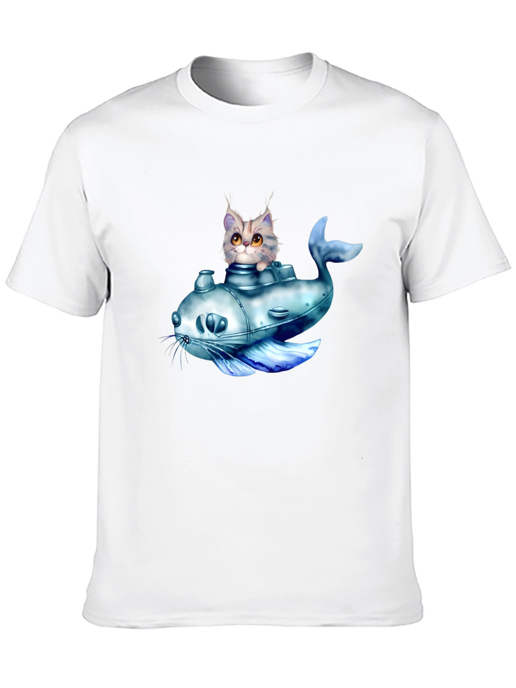 Cat Submarine Graphic T-Shirt - Black