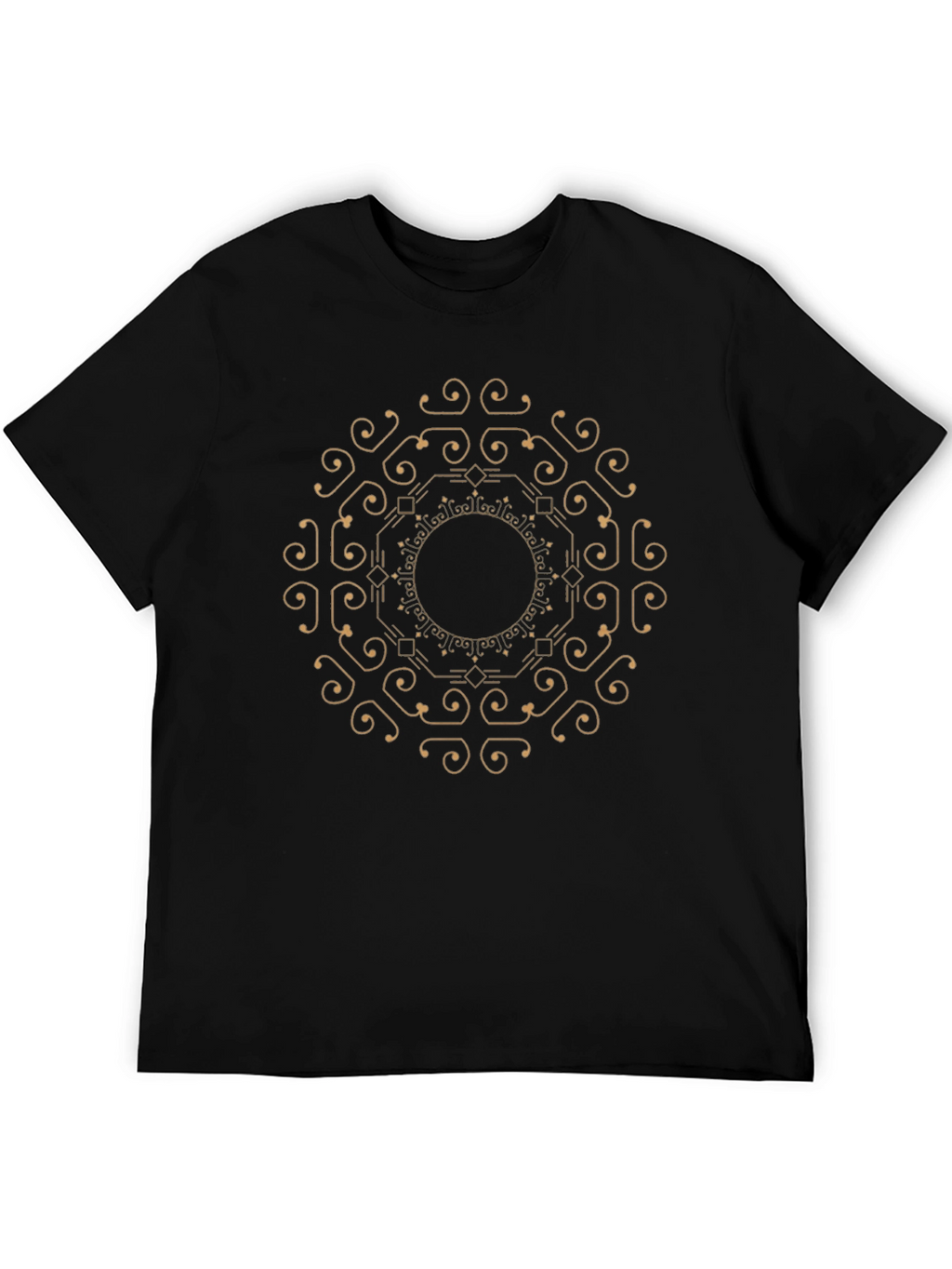 Geometric Mandala Graphic Tee - Stylish Black T-Shirt