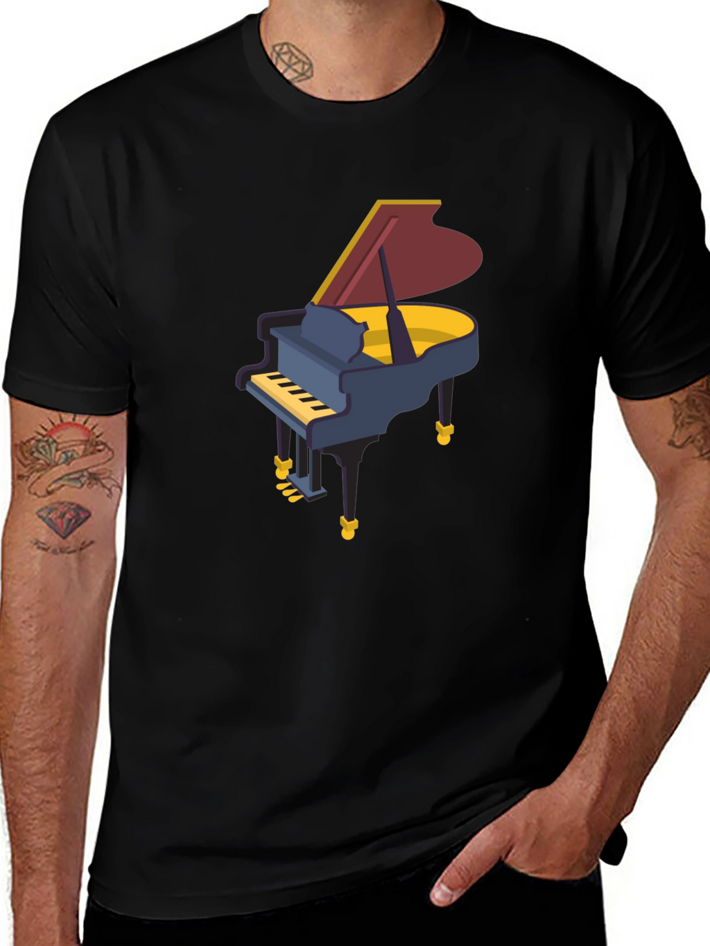 Piano Graphic Tee - Black Unisex T-Shirt