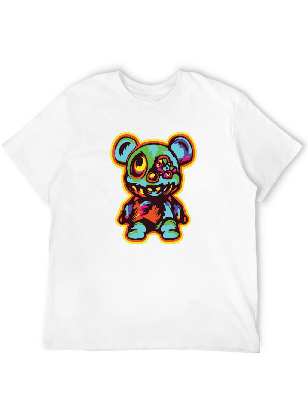 Zombie Teddy Bear Graphic Black T-Shirt