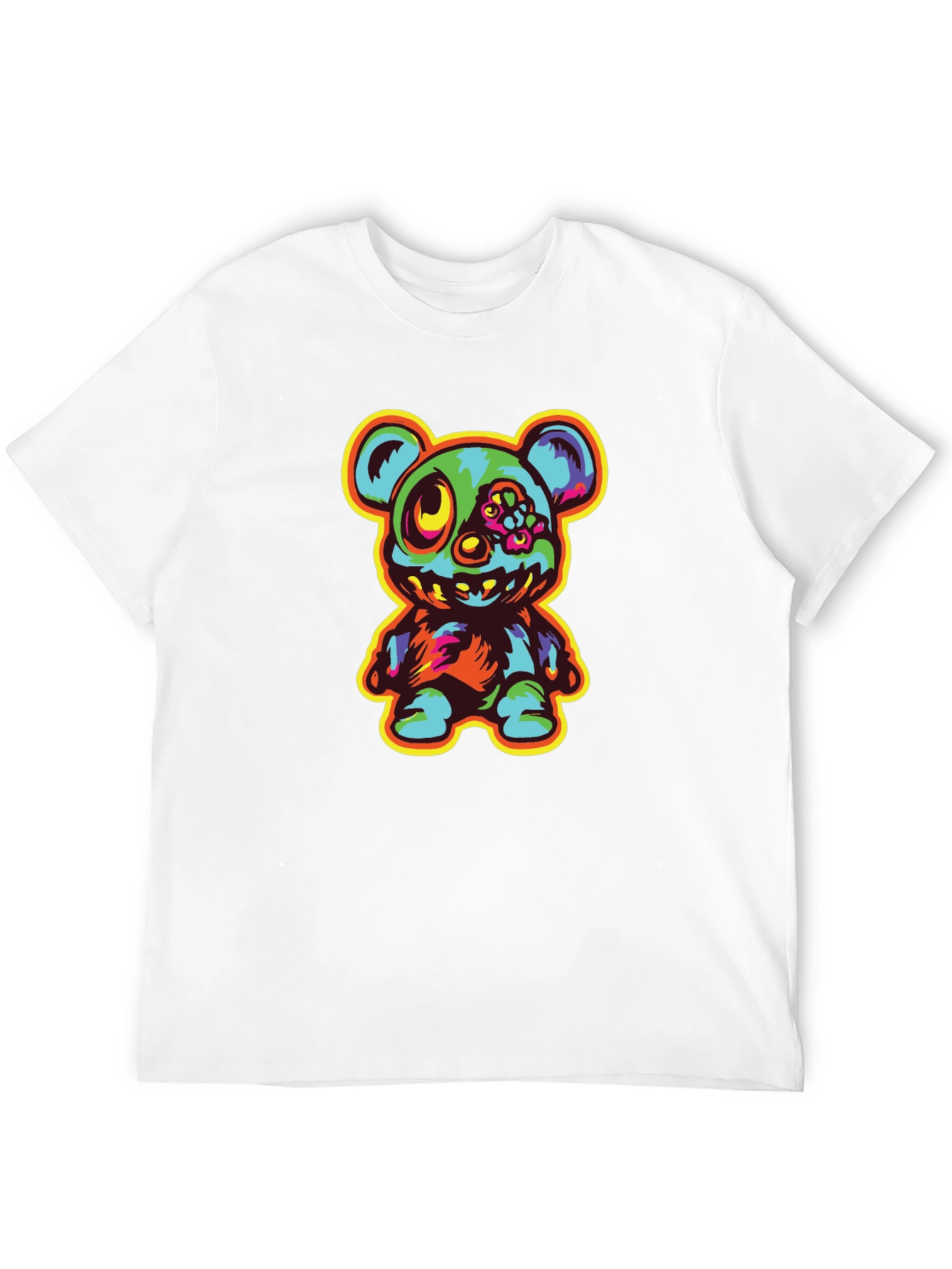 Zombie Teddy Bear Graphic Black T-Shirt