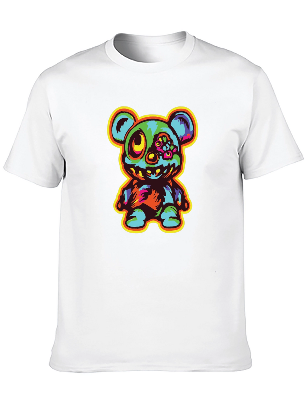 Zombie Teddy Bear Graphic Black T-Shirt