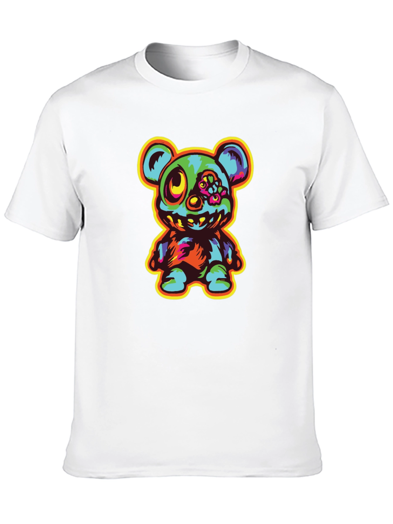 Zombie Teddy Bear Graphic Black T-Shirt