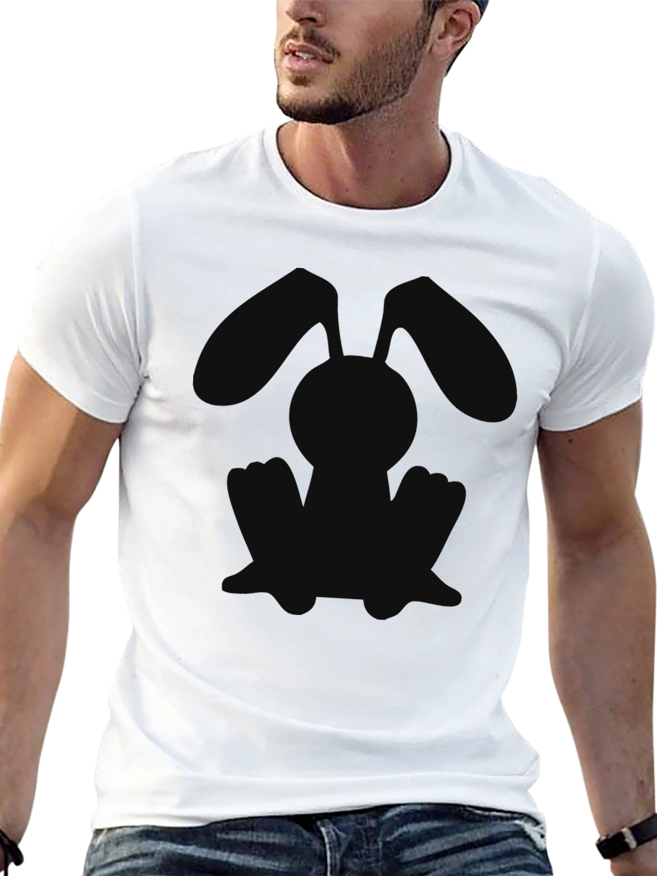 Black T-Shirt with Bunny Silhouette