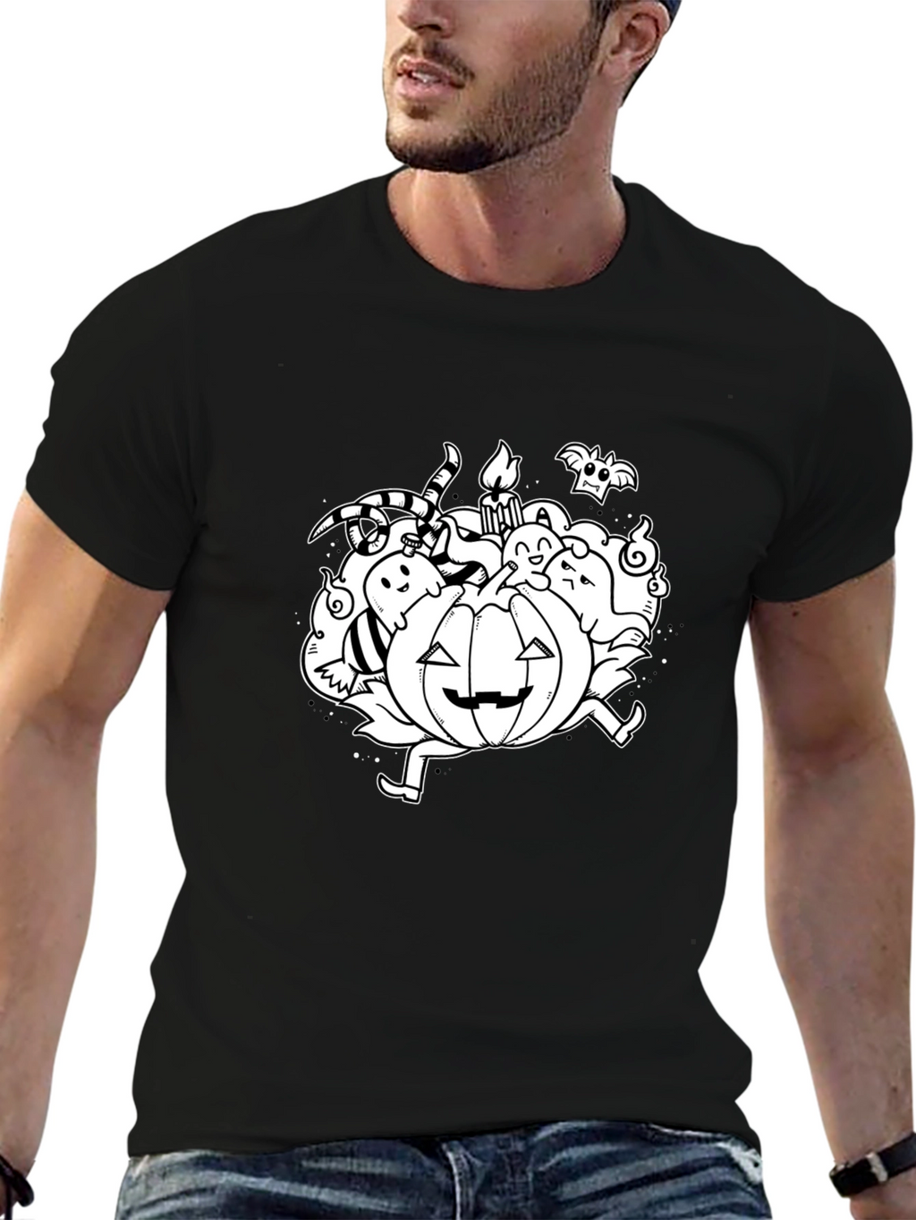 Halloween Pumpkin Doodle Graphic T-Shirt