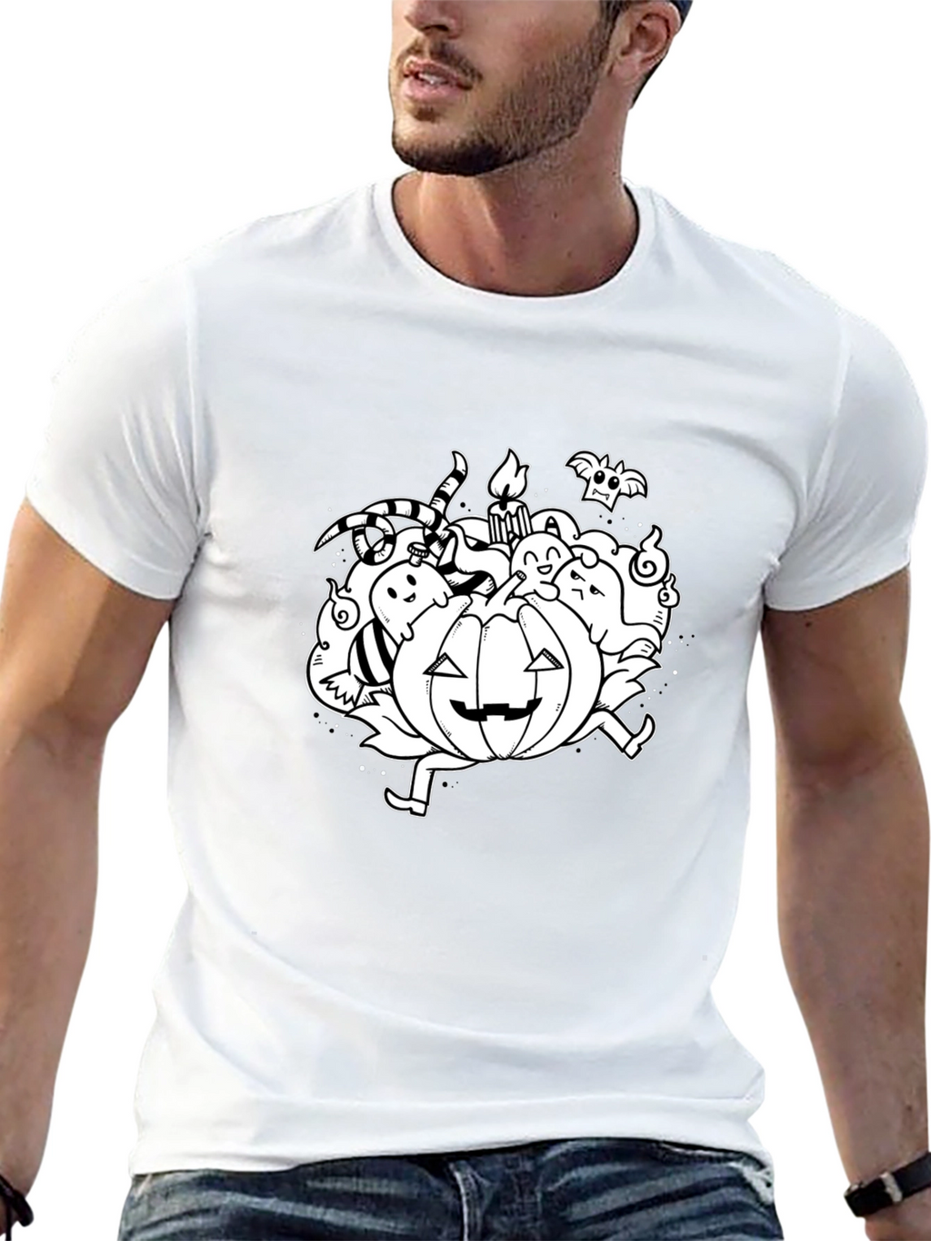 Halloween Pumpkin Doodle Graphic T-Shirt