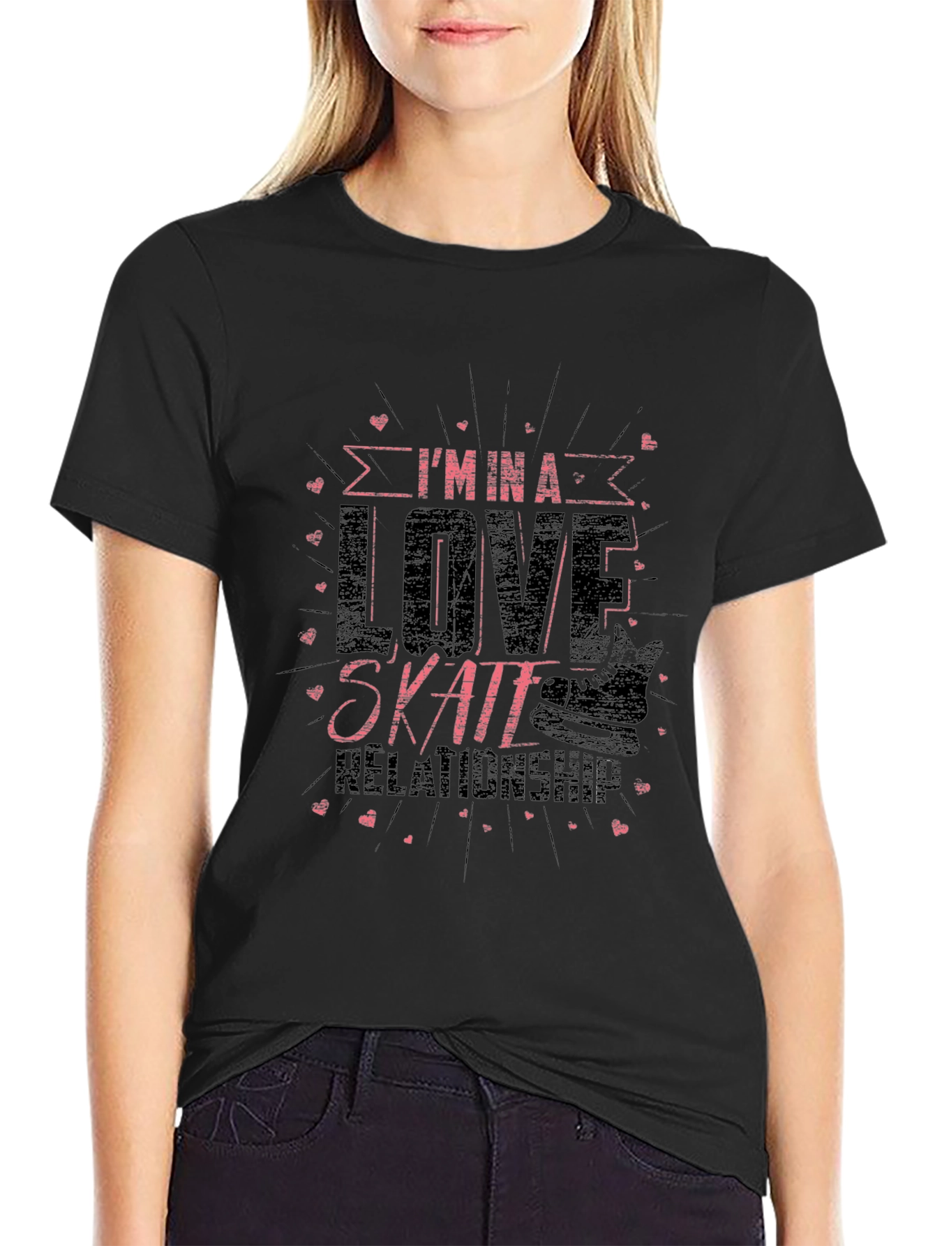 Im In A Love Skate Relationship Black T-Shirt