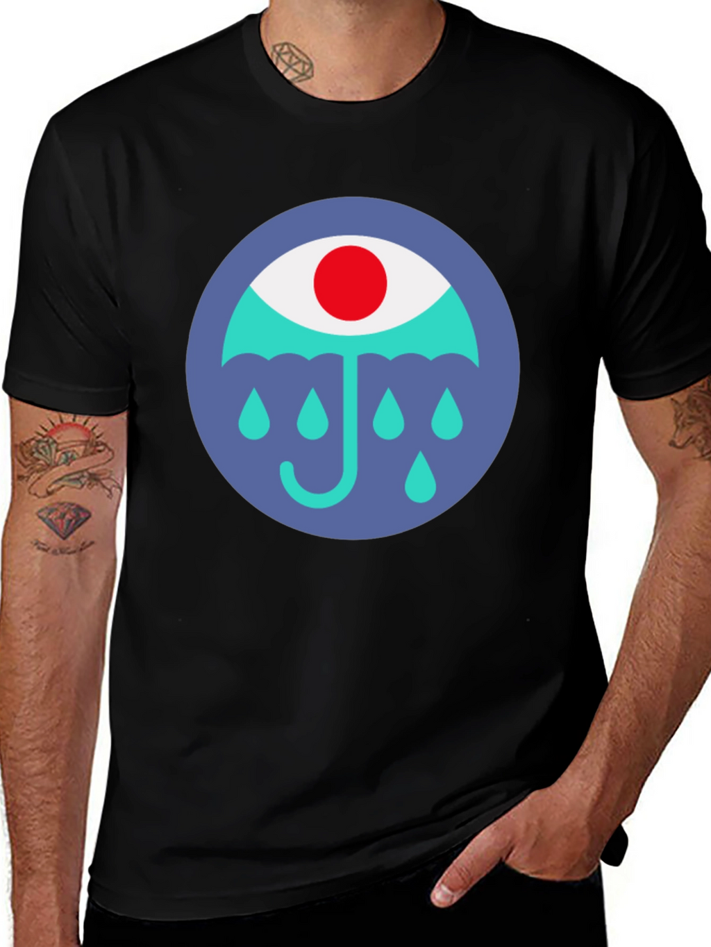 Eye Umbrella Graphic Black T-Shirt