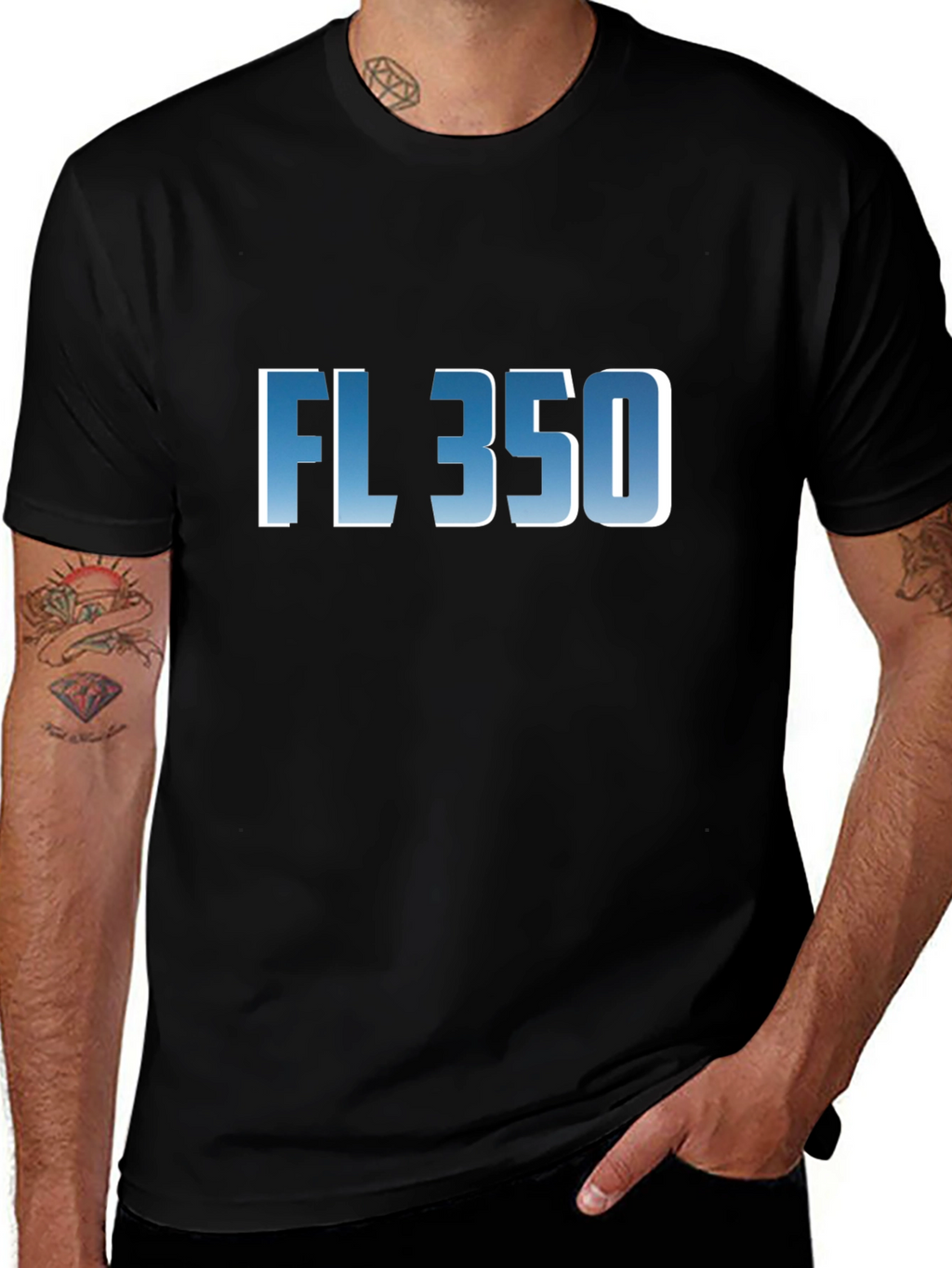 FL 350 Graphic T-Shirt - Cool Blue Fade Design