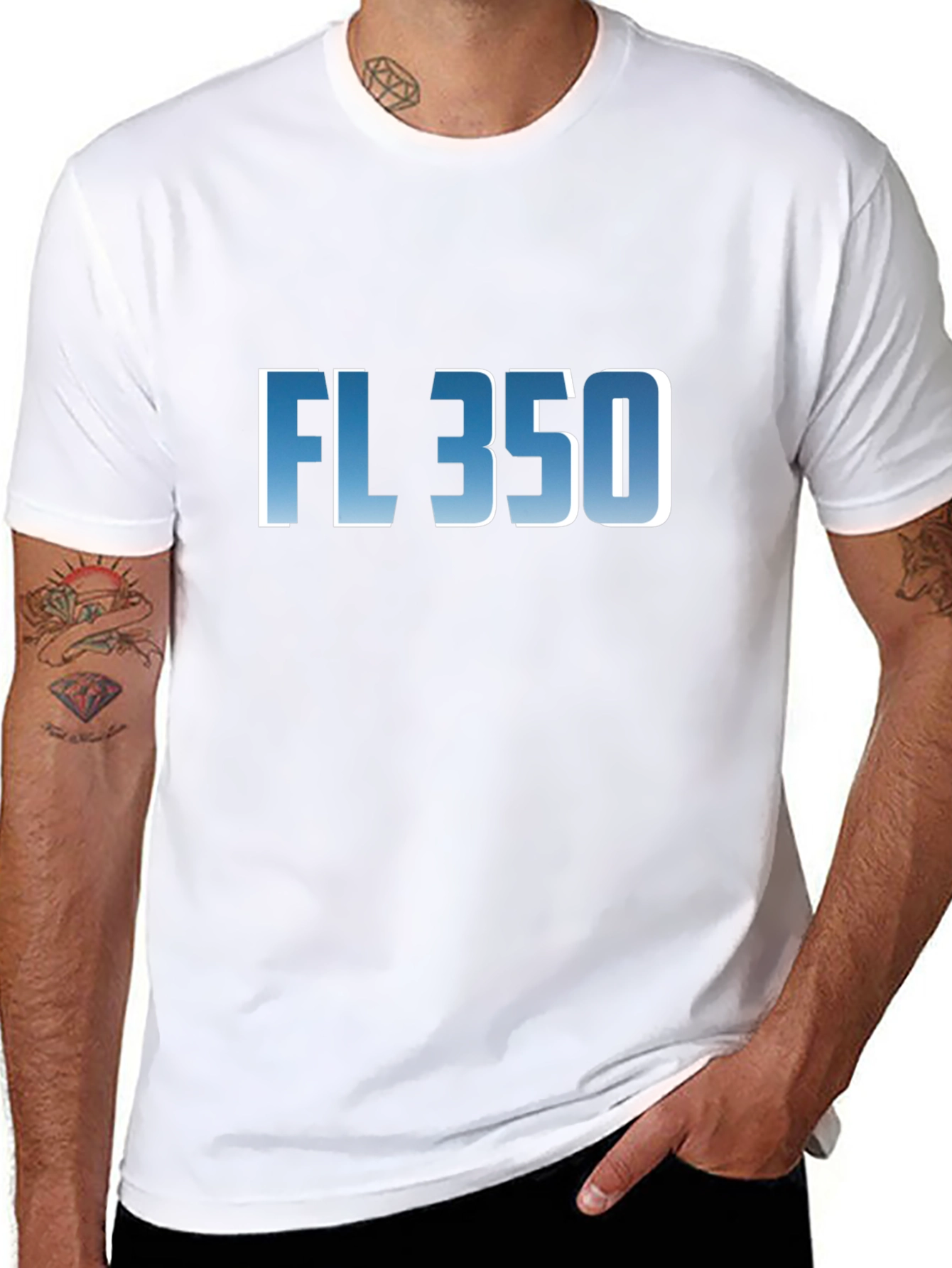 FL 350 Graphic T-Shirt - Cool Blue Fade Design