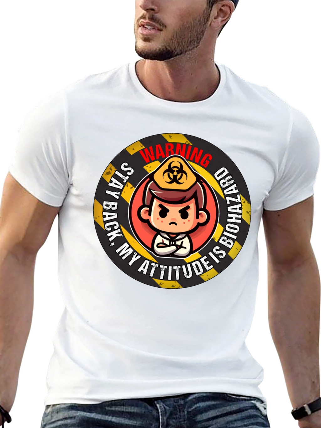Biohazard Attitude Graphic Tee - Warning! Stay Back