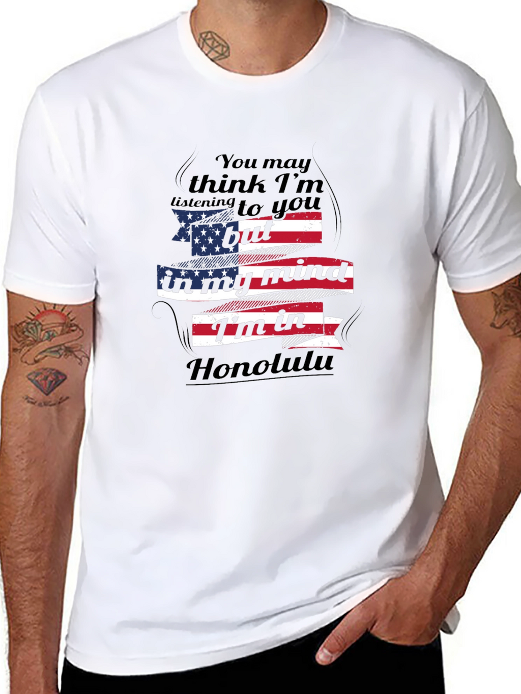 Honolulu Mind T-Shirt - Patriotic American Flag Design
