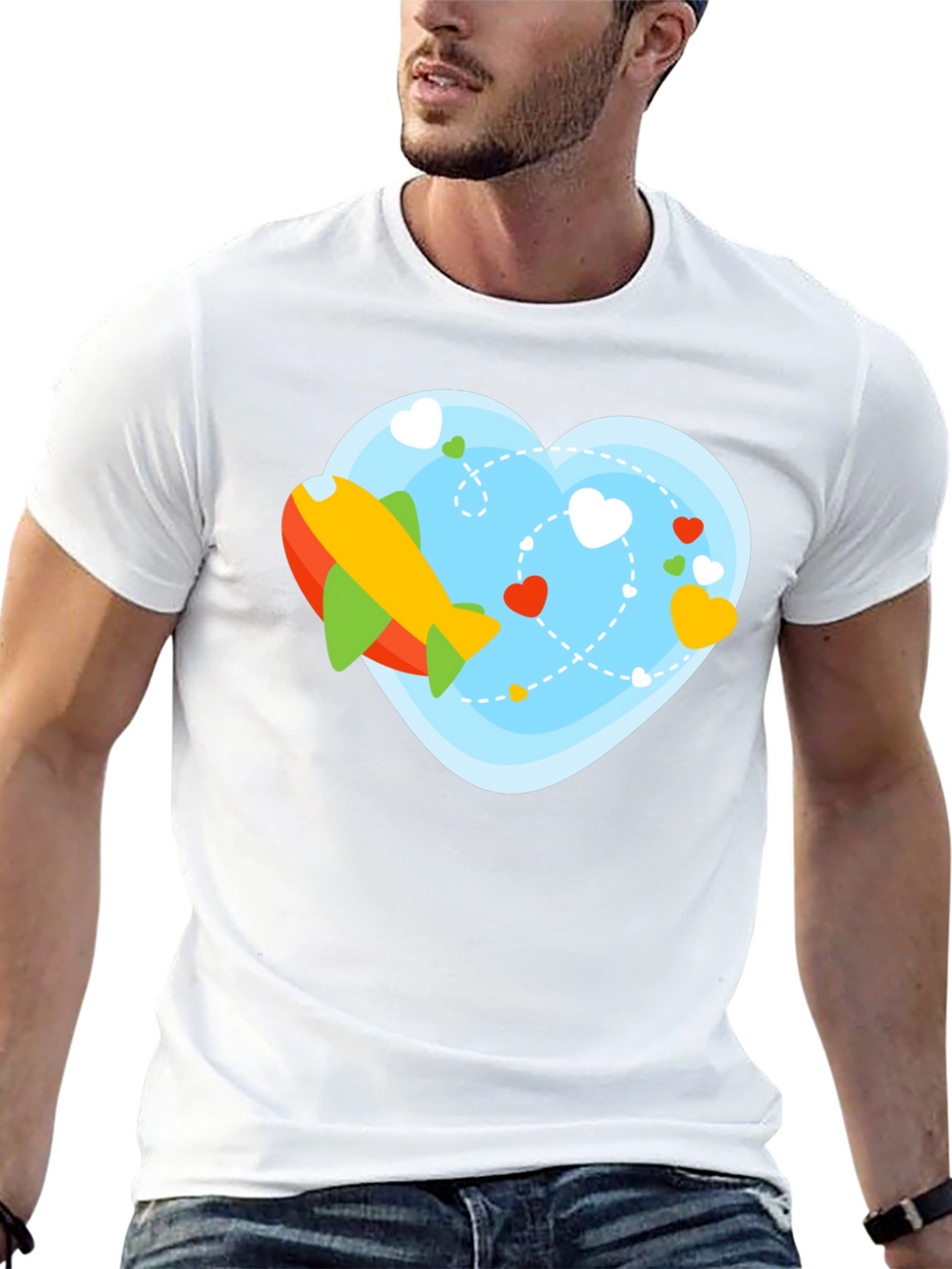 Airplane Heart Graphic Tee - Black Cotton