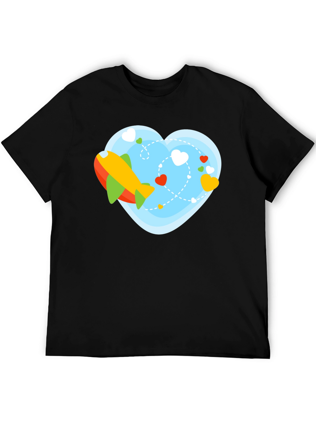 Airplane Heart Graphic Tee - Black Cotton