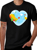 Airplane Heart Graphic Tee - Black Cotton