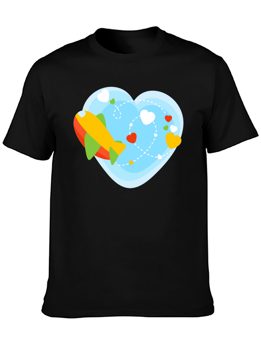 Airplane Heart Graphic Tee - Black Cotton