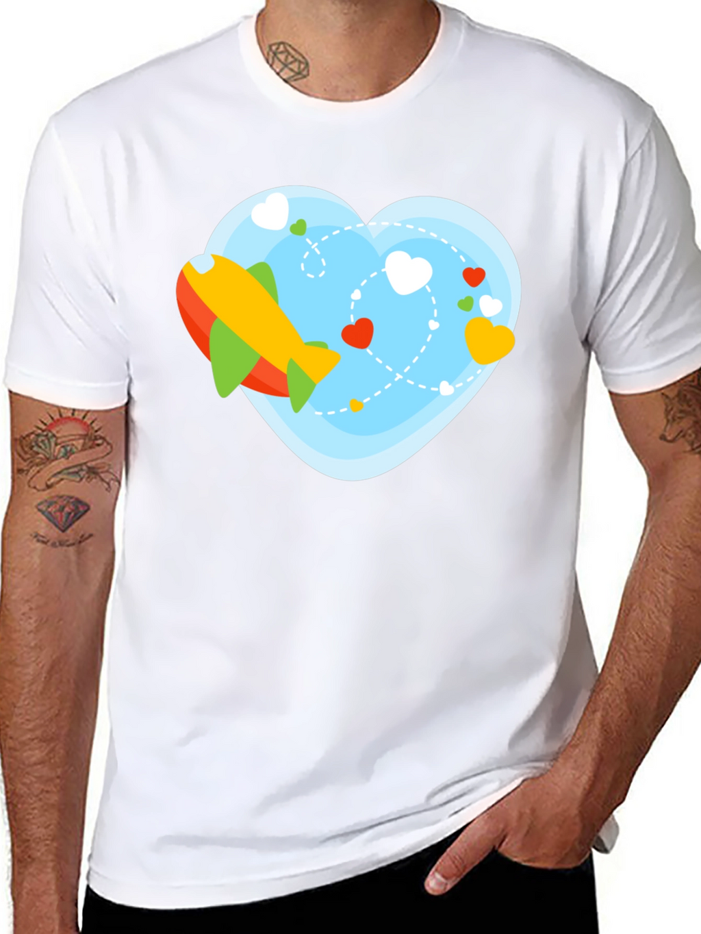 Airplane Heart Graphic Tee - Black Cotton