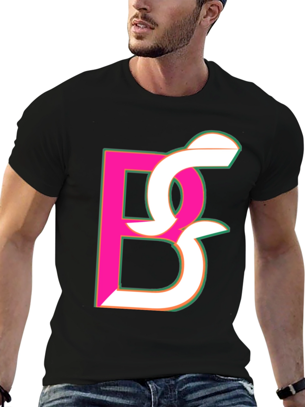 Abstract Initial Black T-Shirt