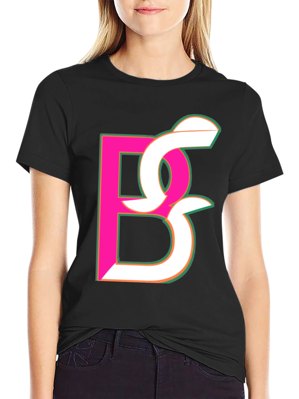Abstract Initial Black T-Shirt