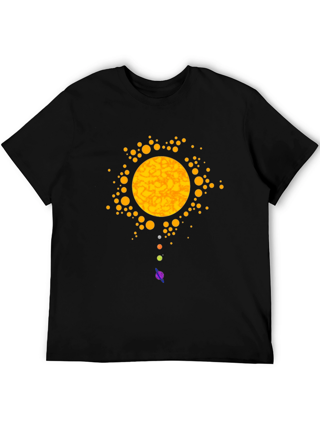 Solar System Graphic Print Black T-Shirt