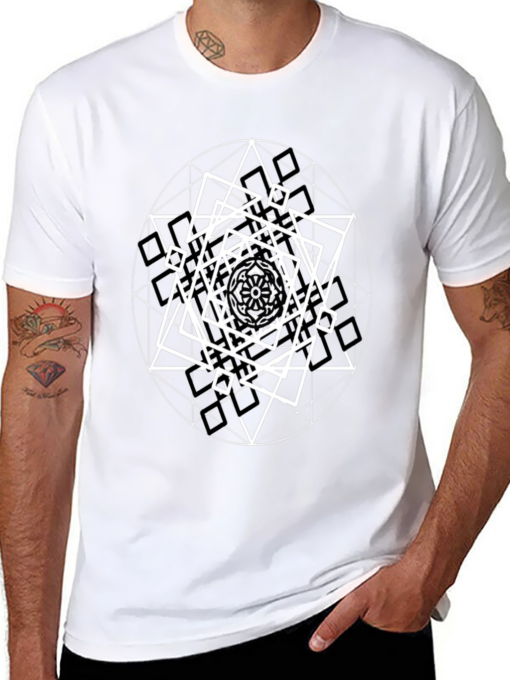 Geometric Design Black T-Shirt