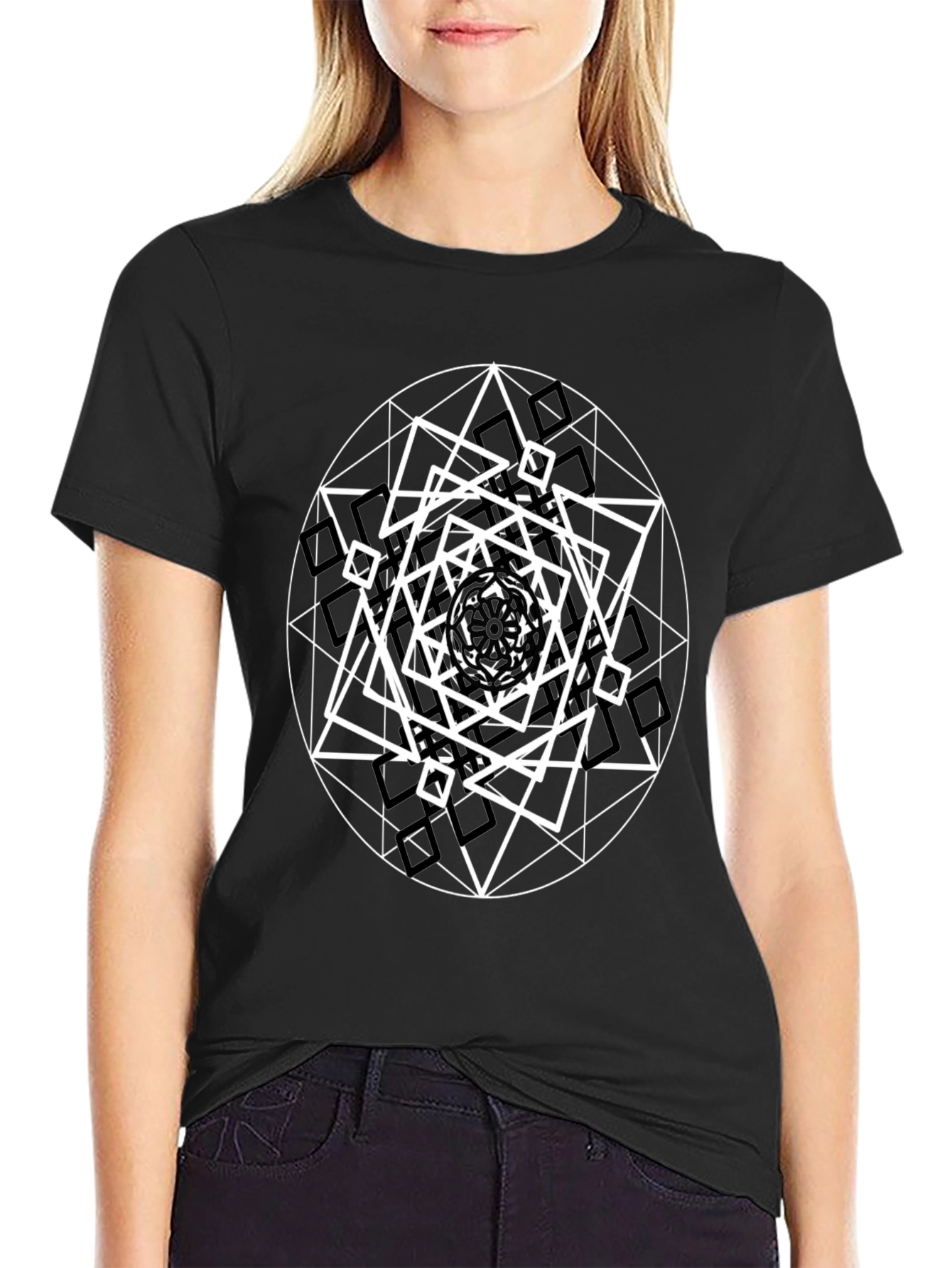 Geometric Design Black T-Shirt